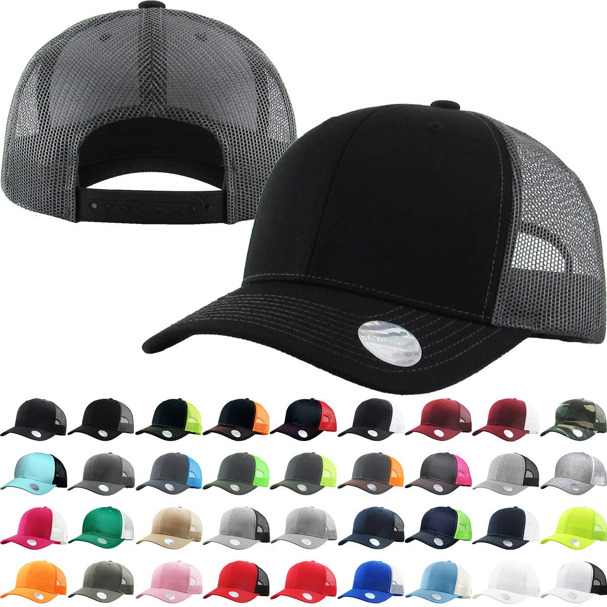 CLASSIC 6 PANEL MESH BACK: BLK-BLK