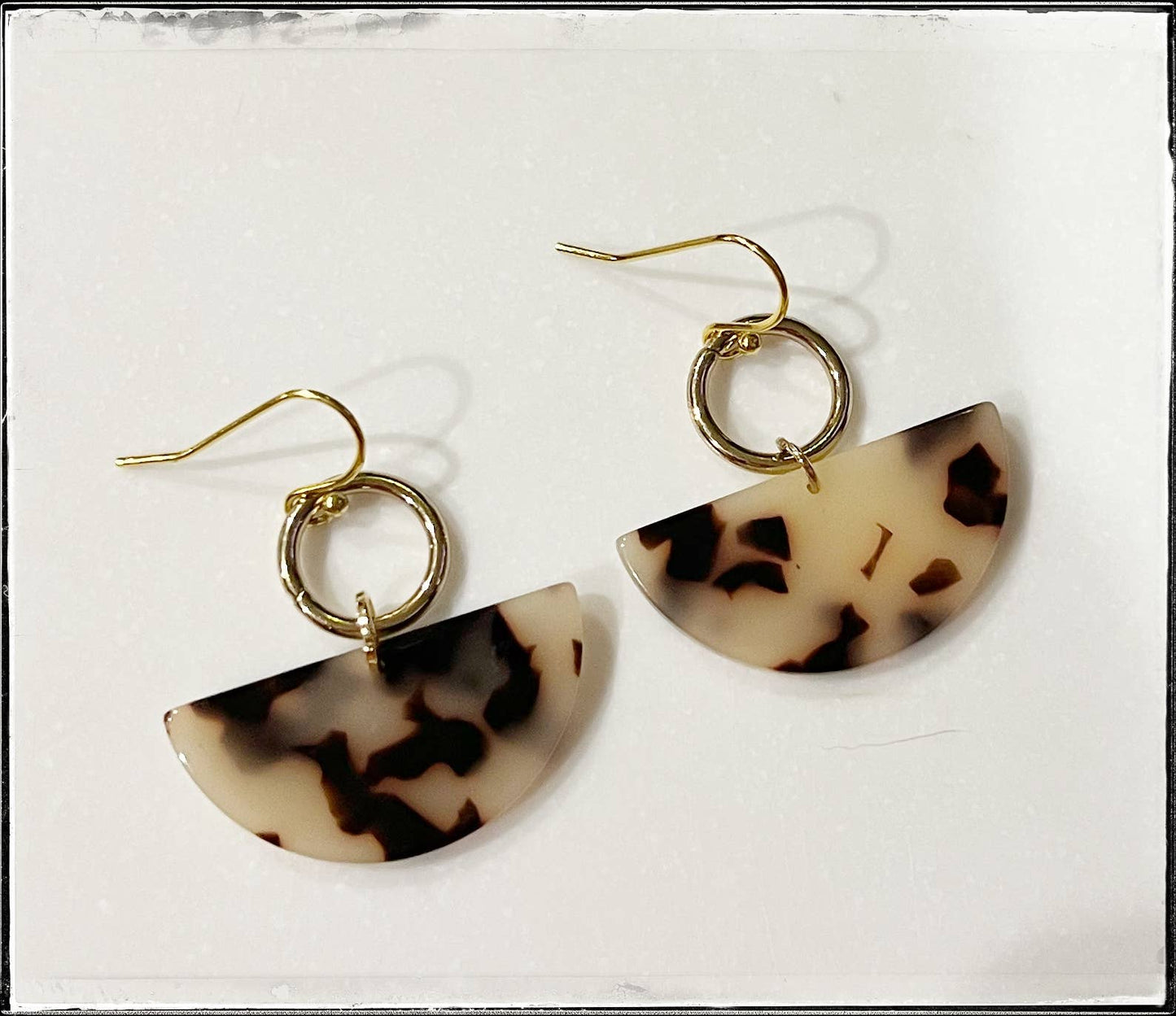 Brass Circle & Tortoise Earring