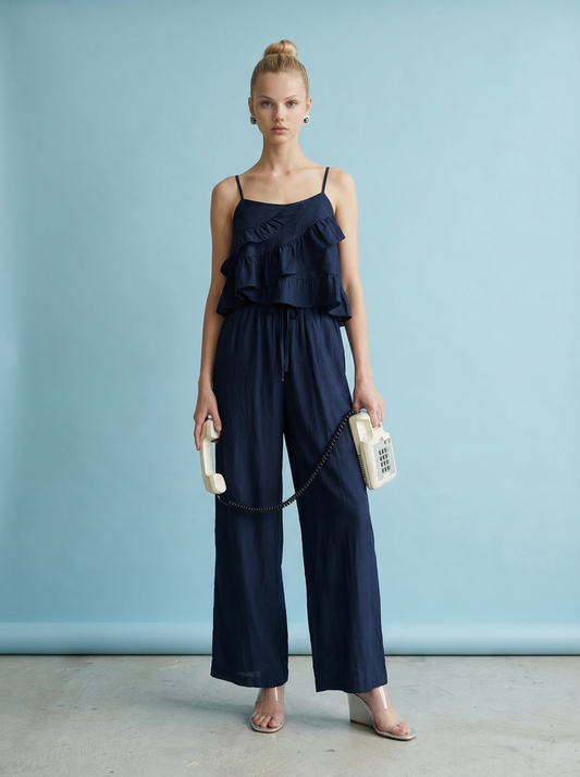 Tiered Ruffle Cami Top & Wide Leg Pants Set
