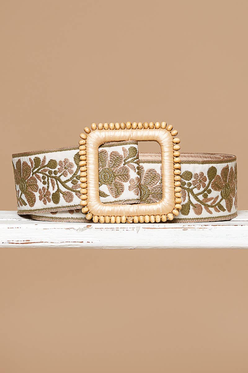 Olive Floral Belt