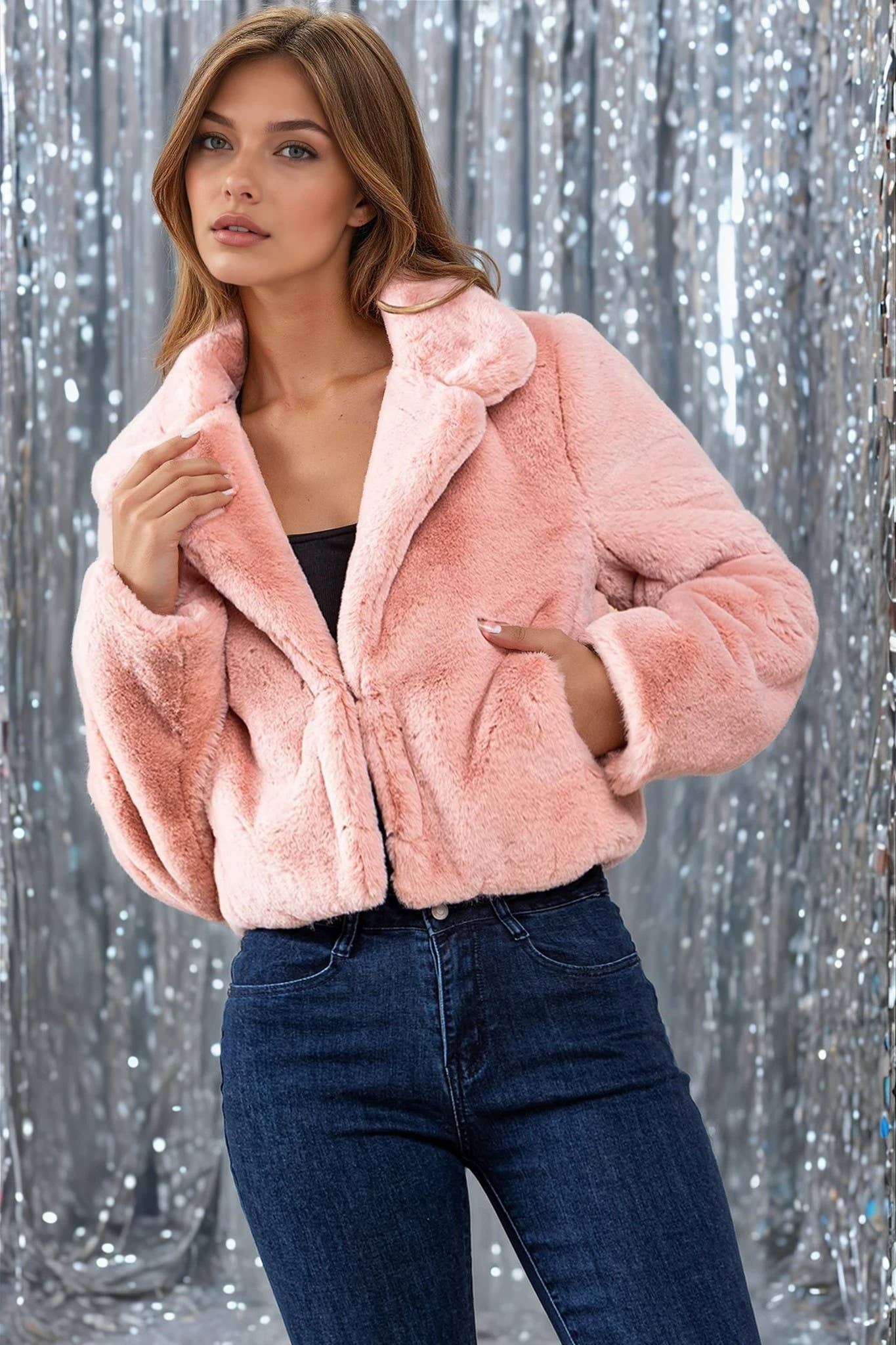 Blush Fur Cropped Jacket