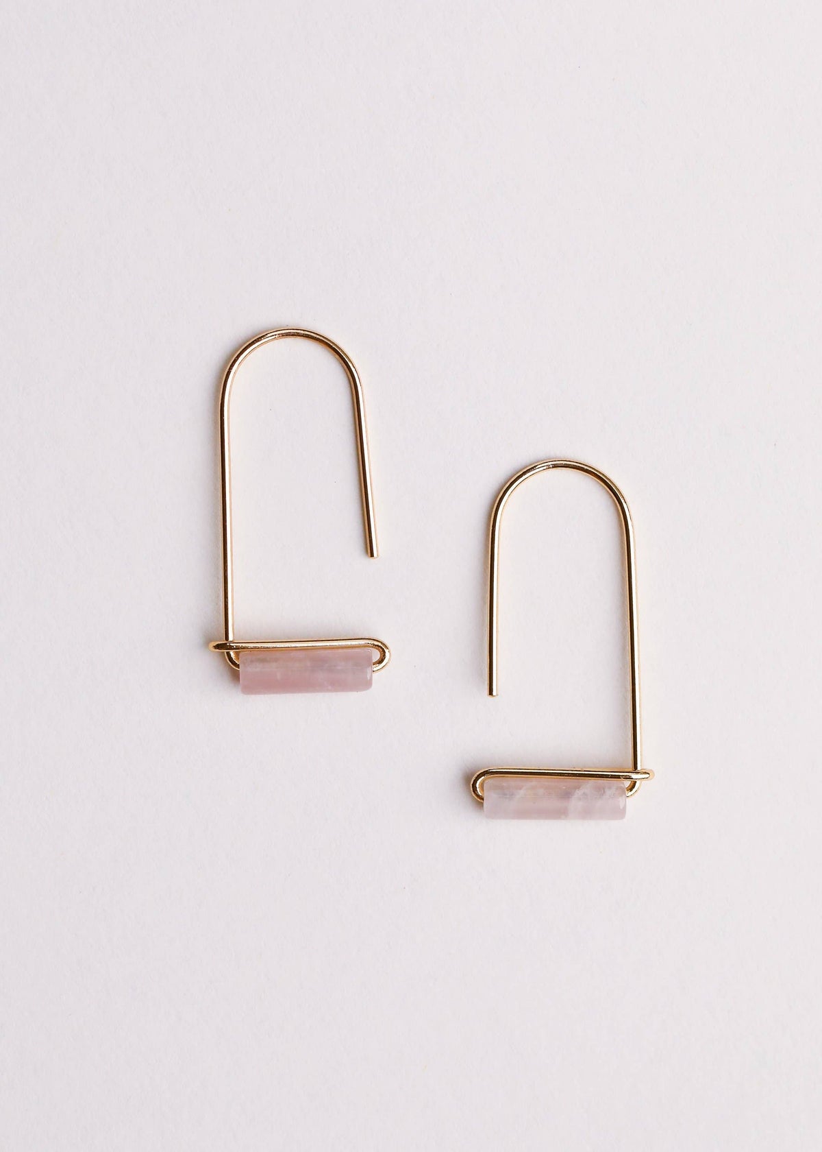 Rose Quartz Drop Gold Earring