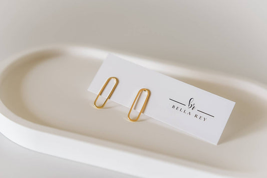 Carlysle gold plated oval studs-hypoallergenic-small