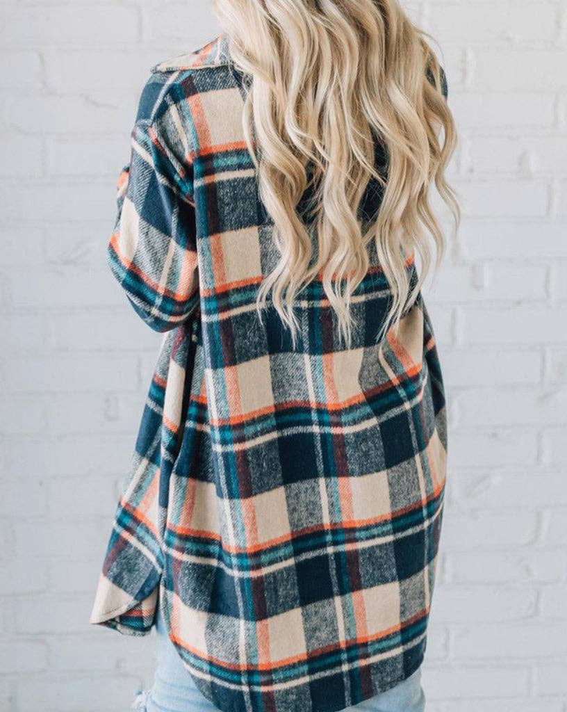 Plaid Buttoned Long Shacket w/Pockets