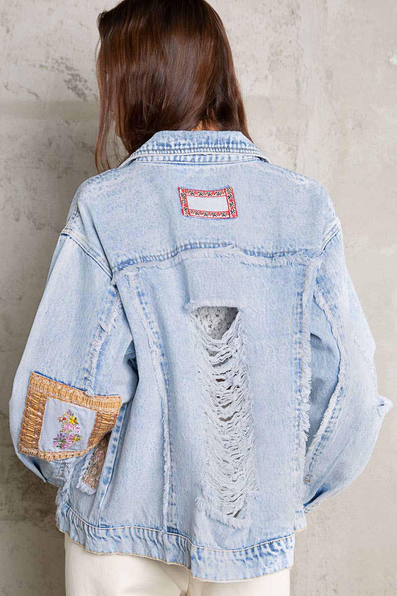 Oversize Patchwork Distressed Jacket