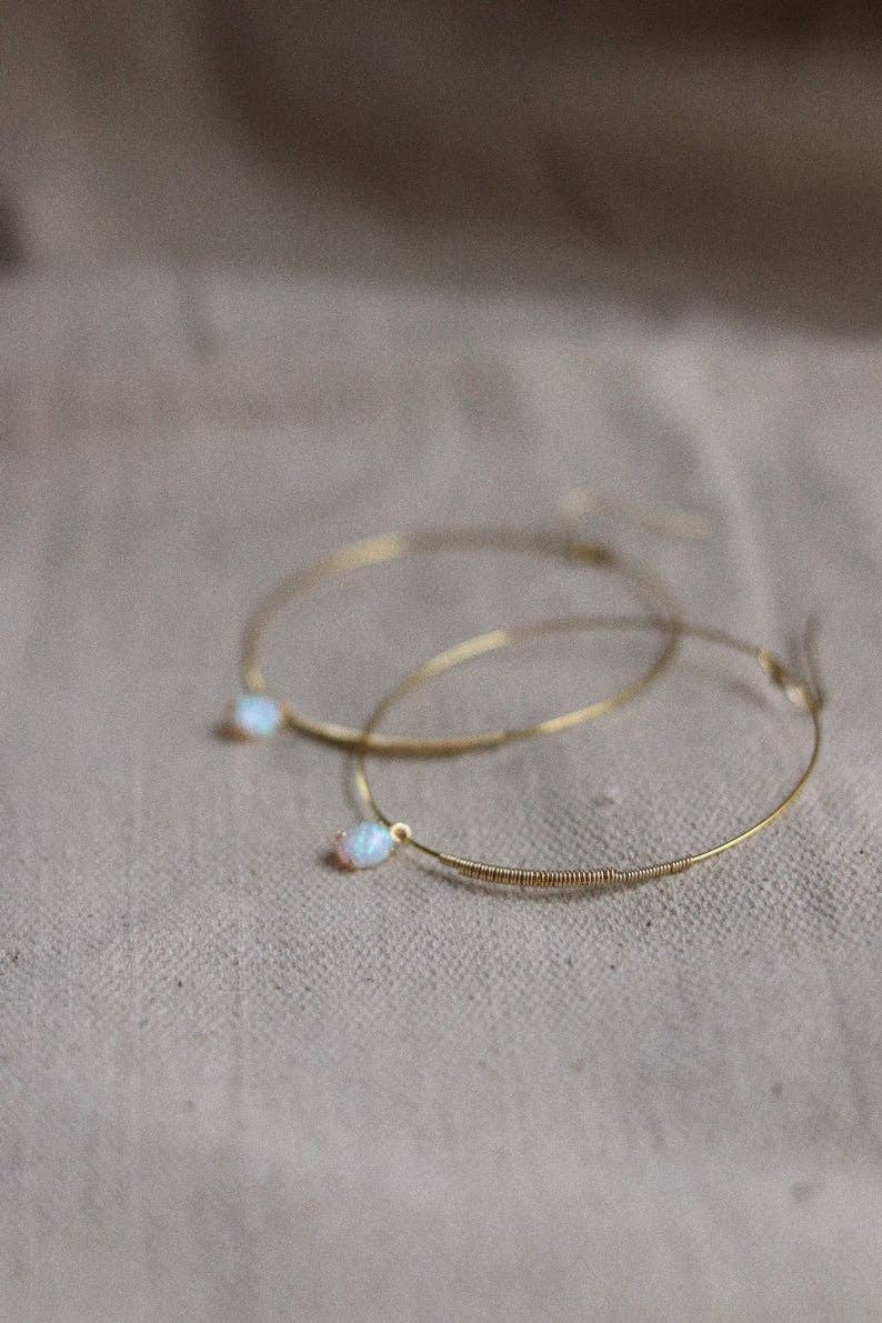 OPAL HOOPS: GOLD