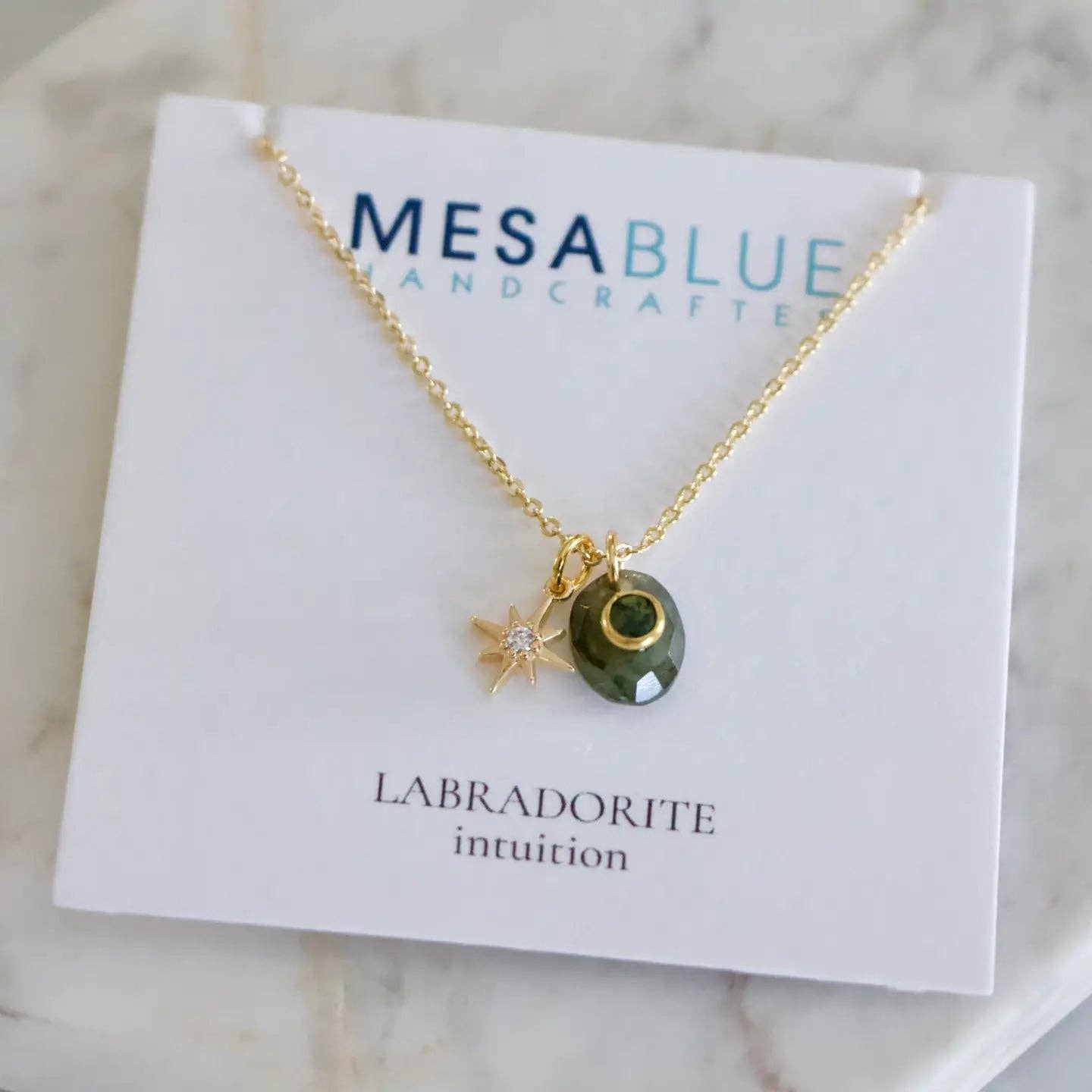 Amazonite, Labradorite, Moss Agate Star Necklace: Amazonite