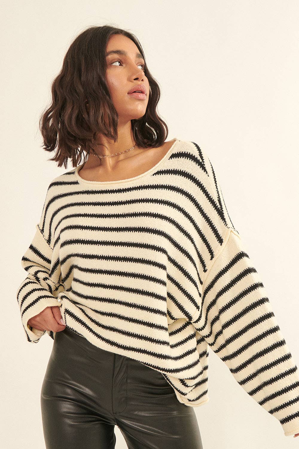 Striped Knit Oversized Sweater