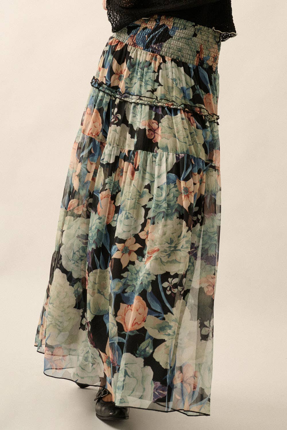 Midnight Floral  Maxi Skirt