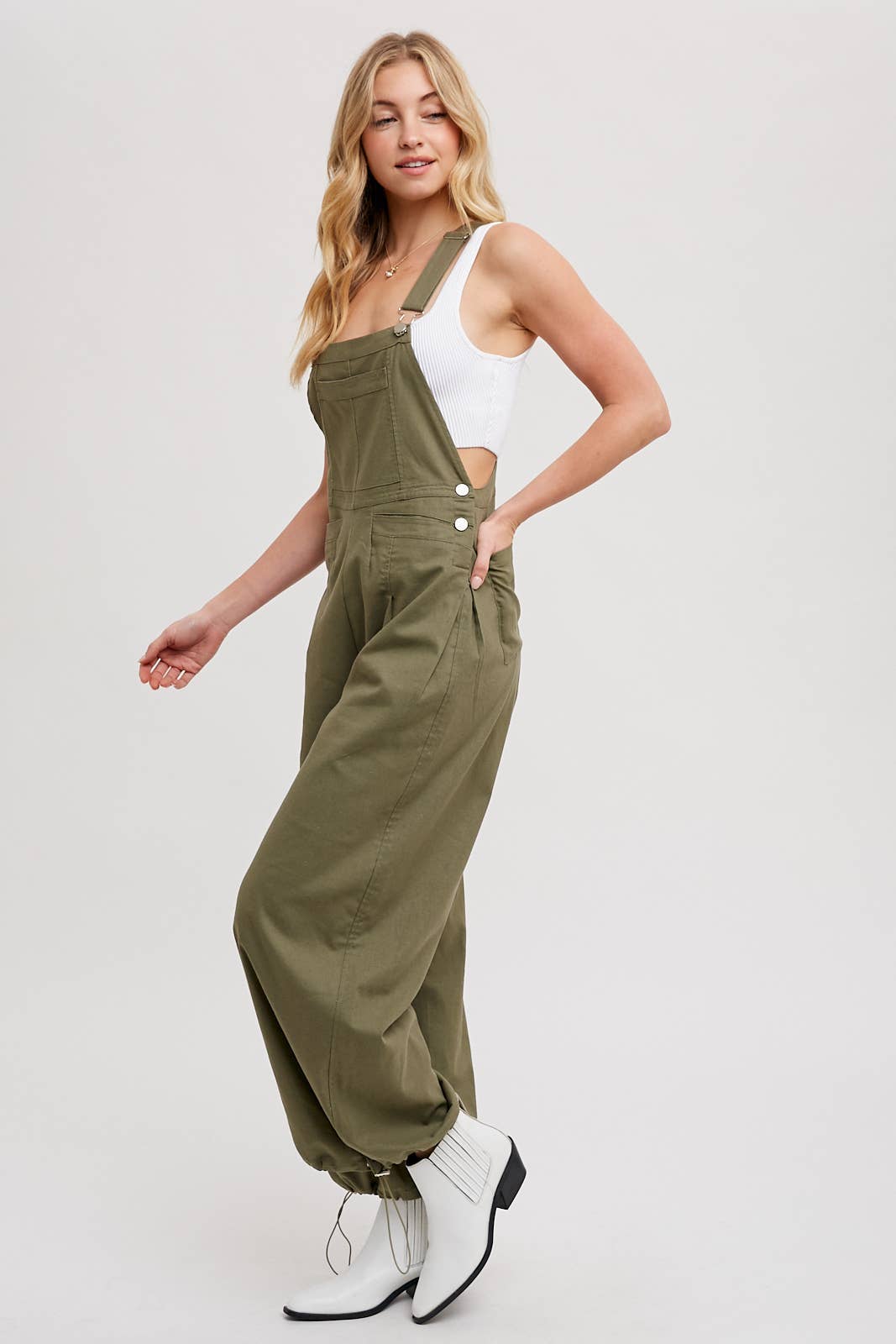 Drawstring Cargo Overalls