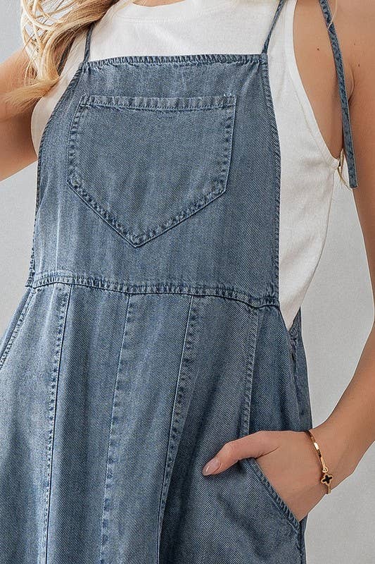 Tie Strap Denim Maxi Dress