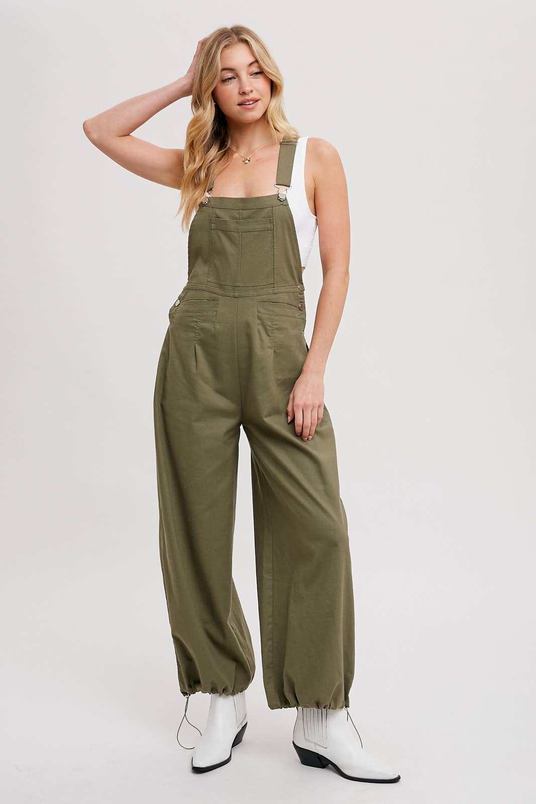 Drawstring Cargo Overalls