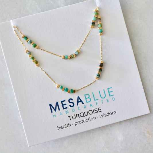 Square Turquoise Stone Beaded Chain