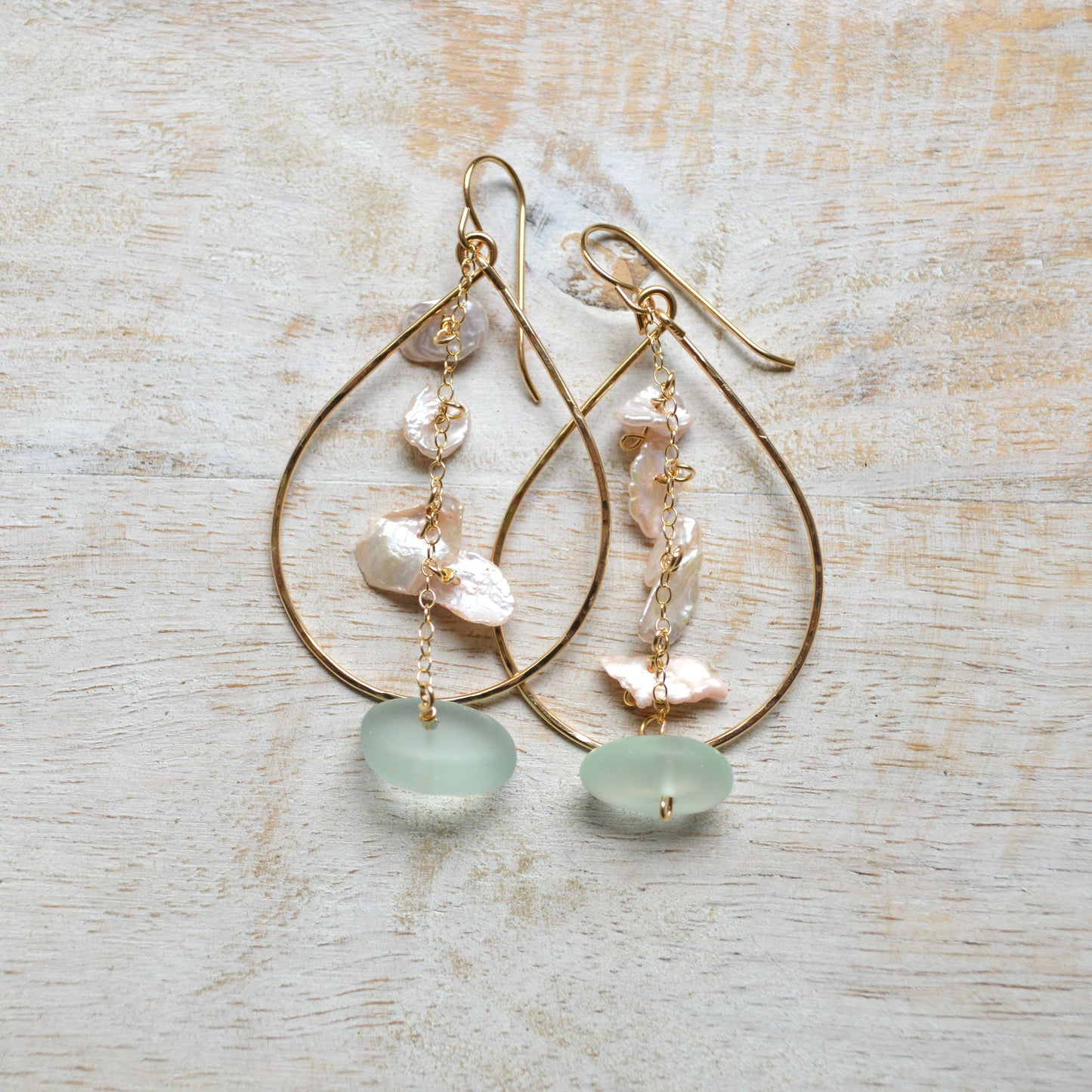 Keshi Pearl & Frosted Glass Teardrop