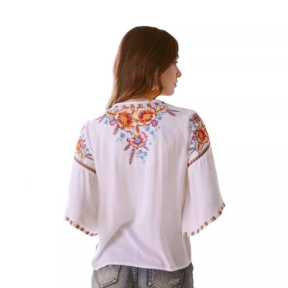 Floral Embroidery Blouse