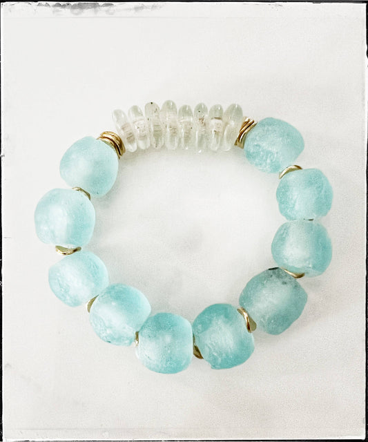 Recycled Glass Bead Stretch Bracelet