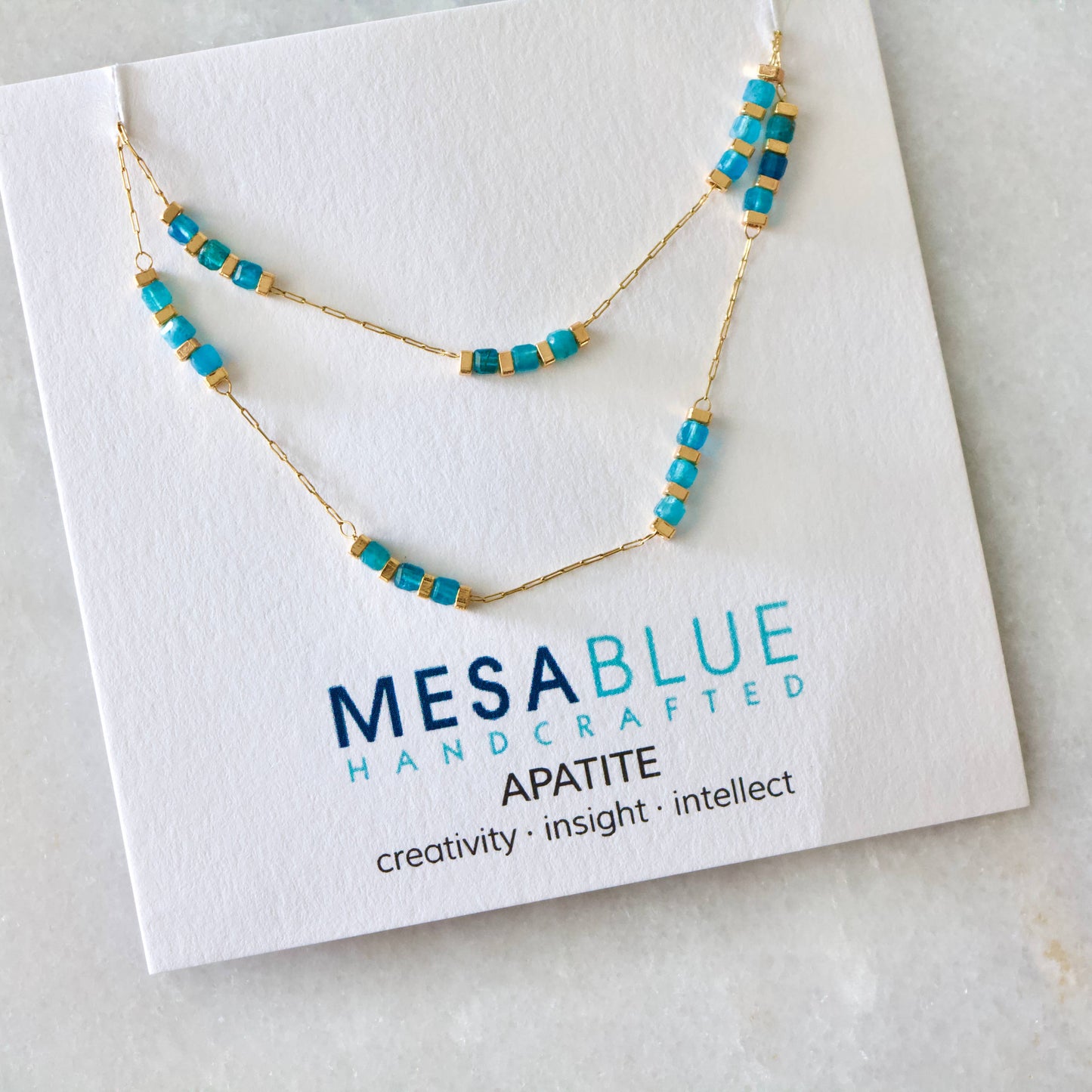 Apatite Square Stone Beaded Chain