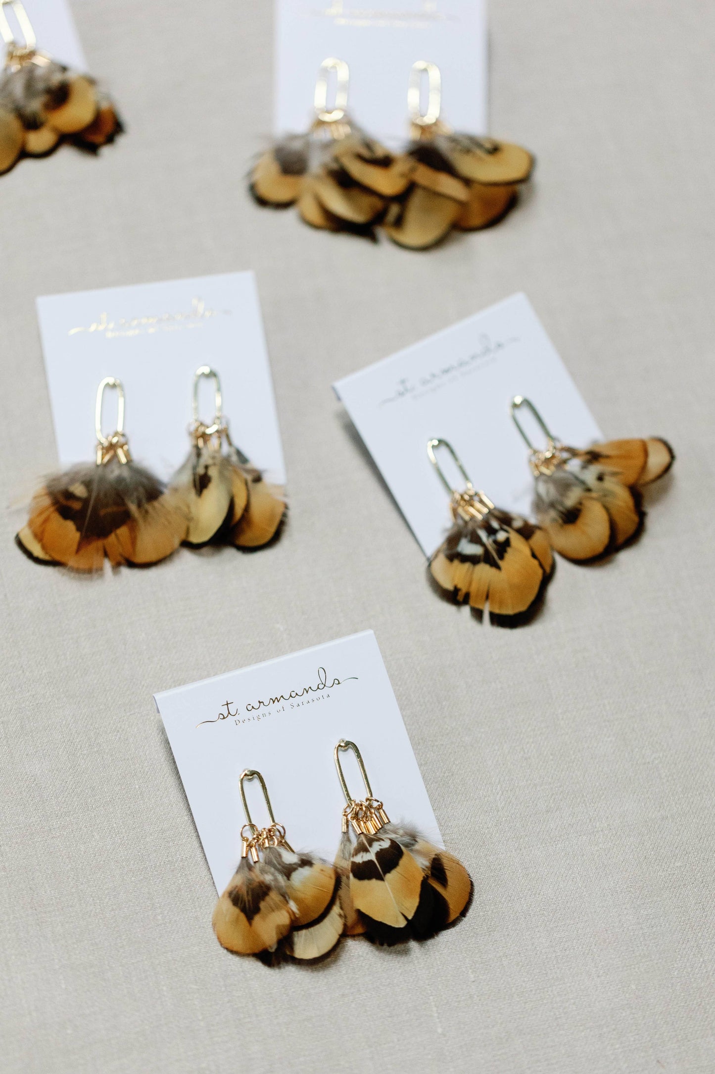 Quail Feather Statement Tassel Earrings