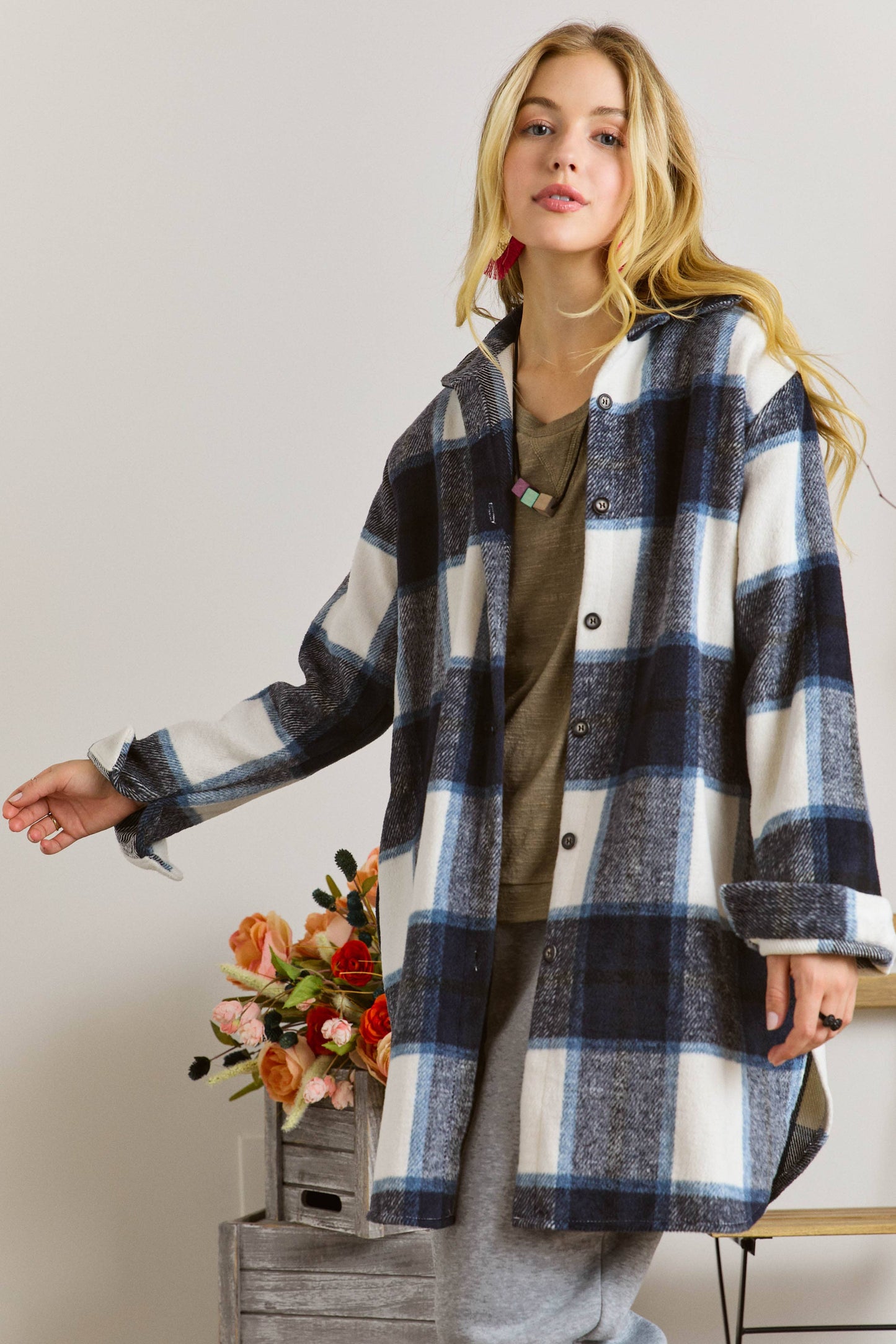 Navy Plaid Shacket