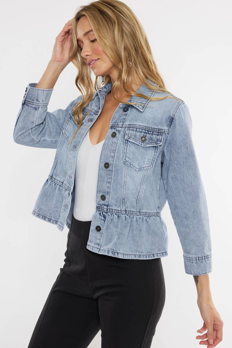 Classic fit peplum denim jacket