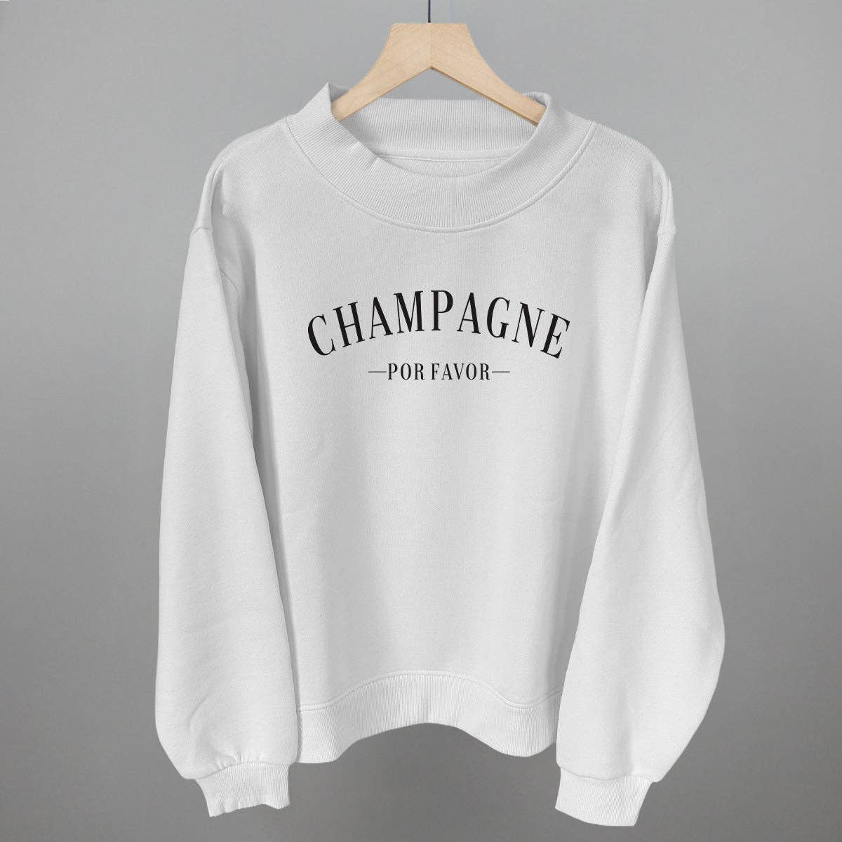 Champagne Por Favor: White Oversized Fleece Mockneck