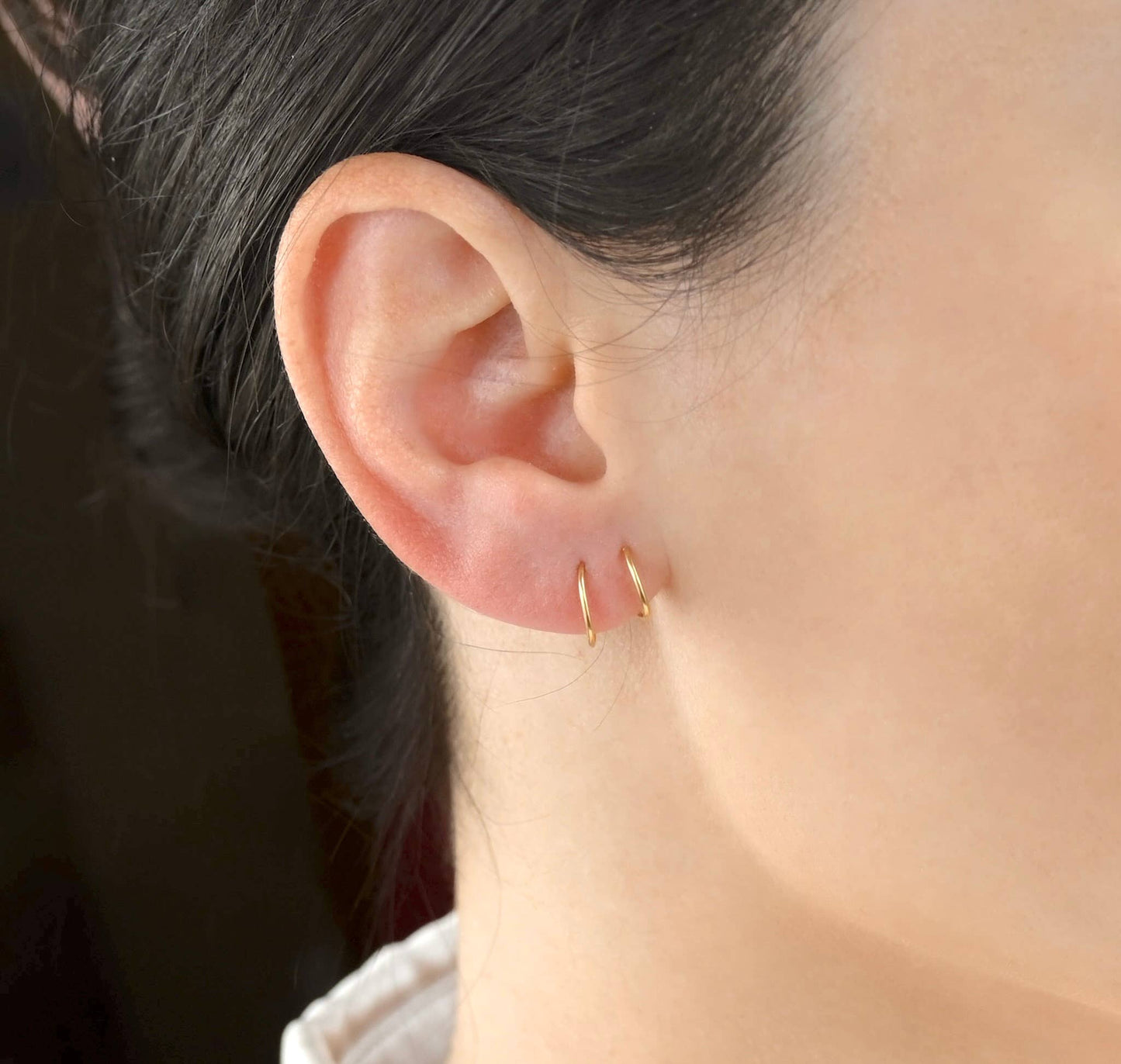 Gold Spiral Hoop Earrings - Waterproof Twist Earrings : D. Plain Tube