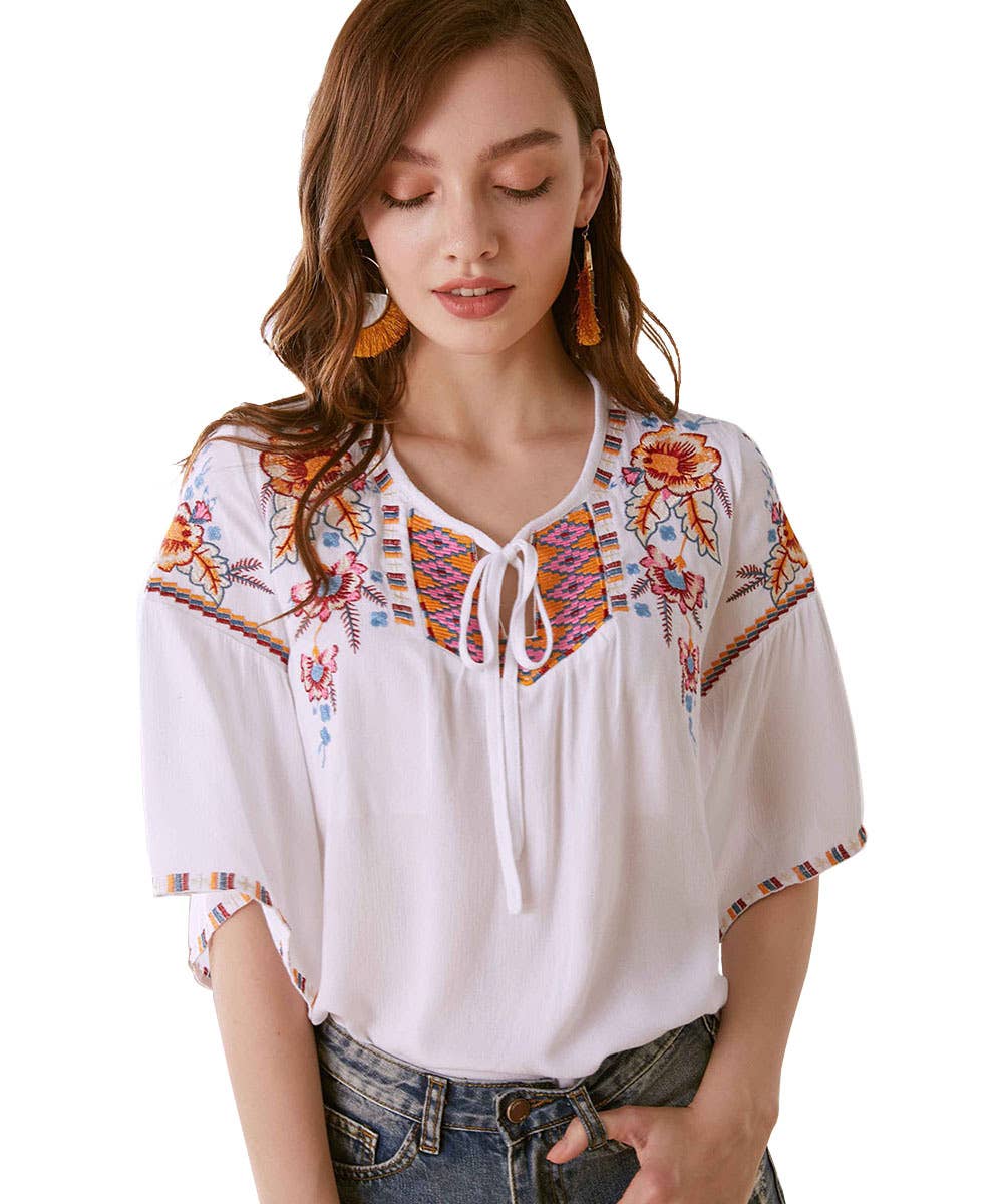 Floral Embroidery Blouse