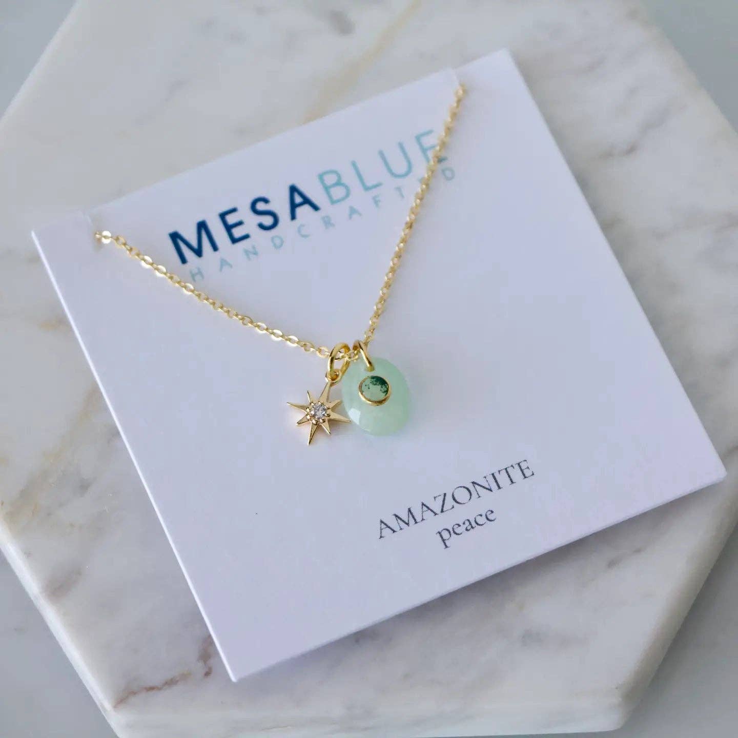 Amazonite, Labradorite, Moss Agate Star Necklace: Amazonite