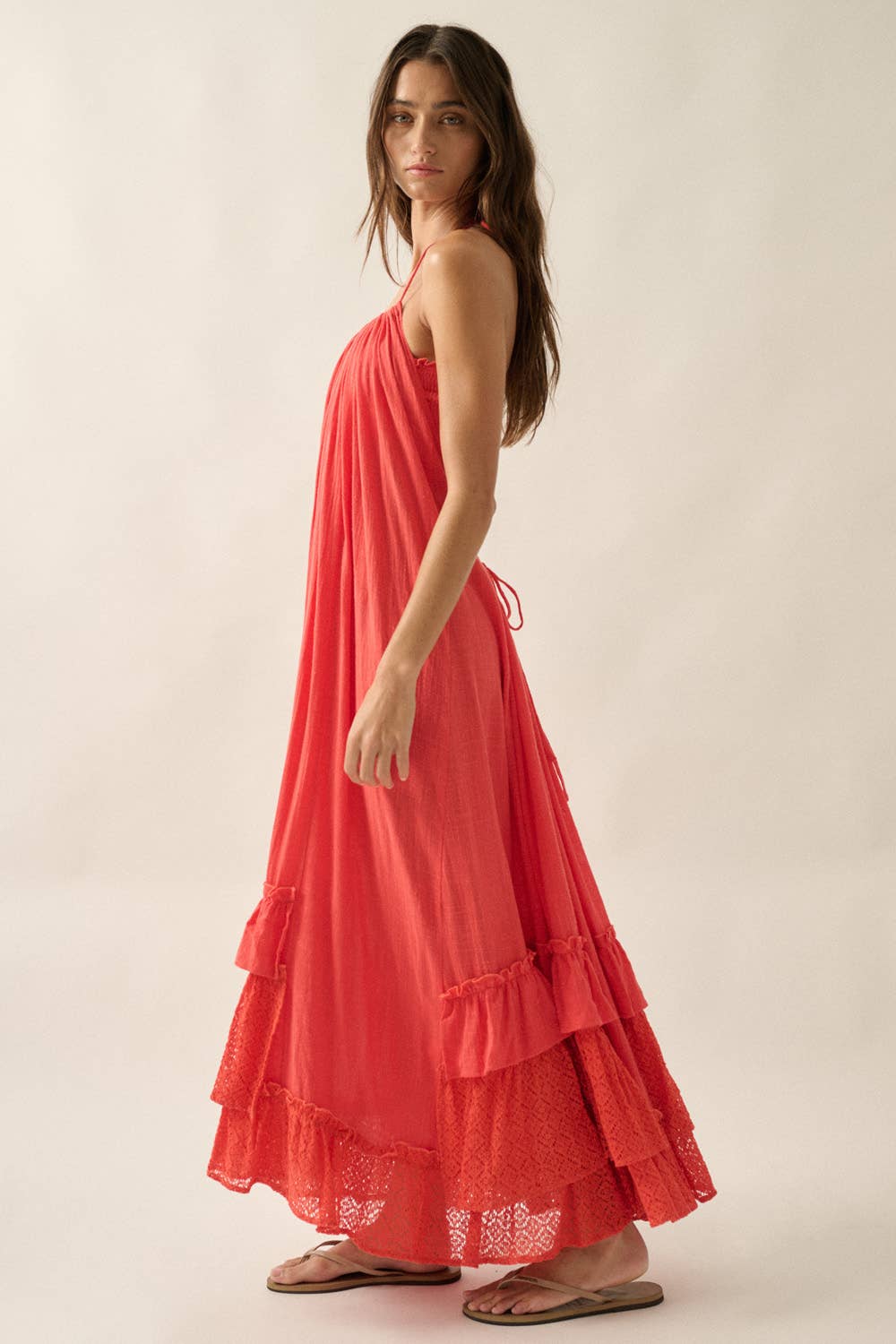 Ruffled Red Maxi