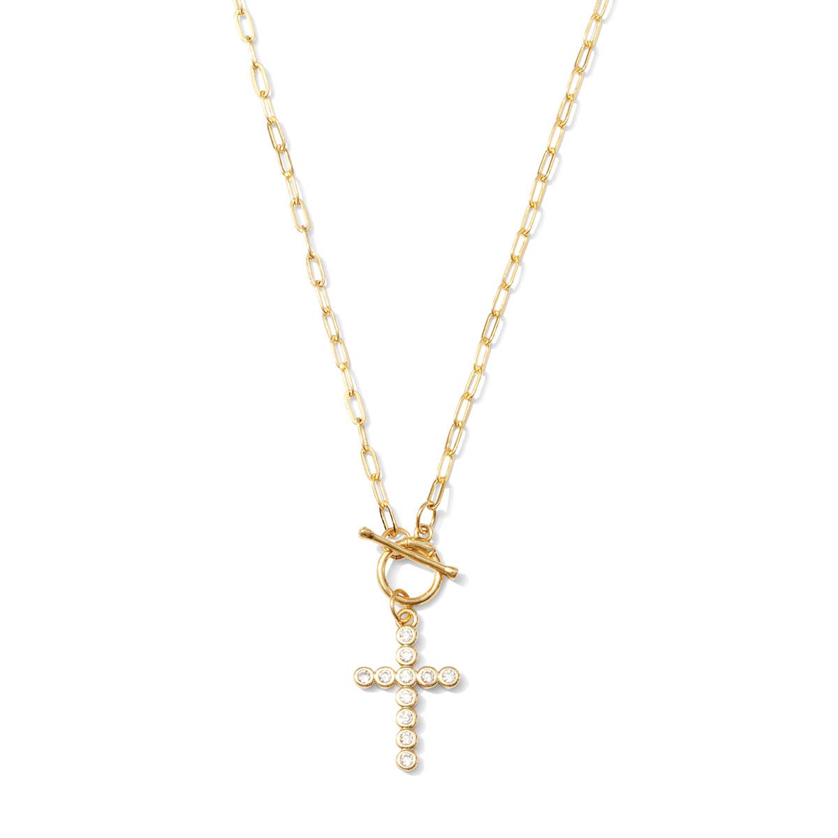 Sparkle Cross Toggle Necklace