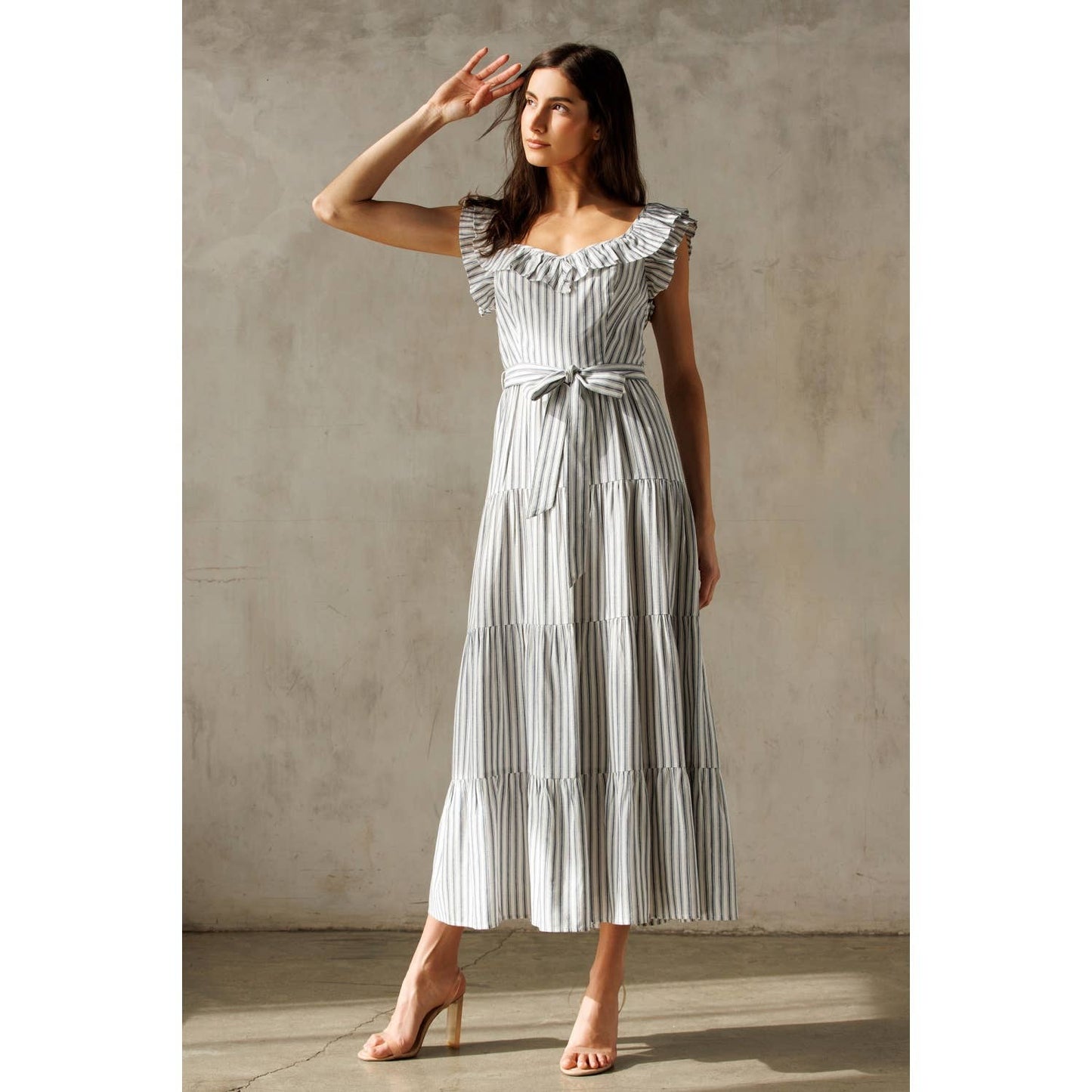 Blue and White Striped Dress
