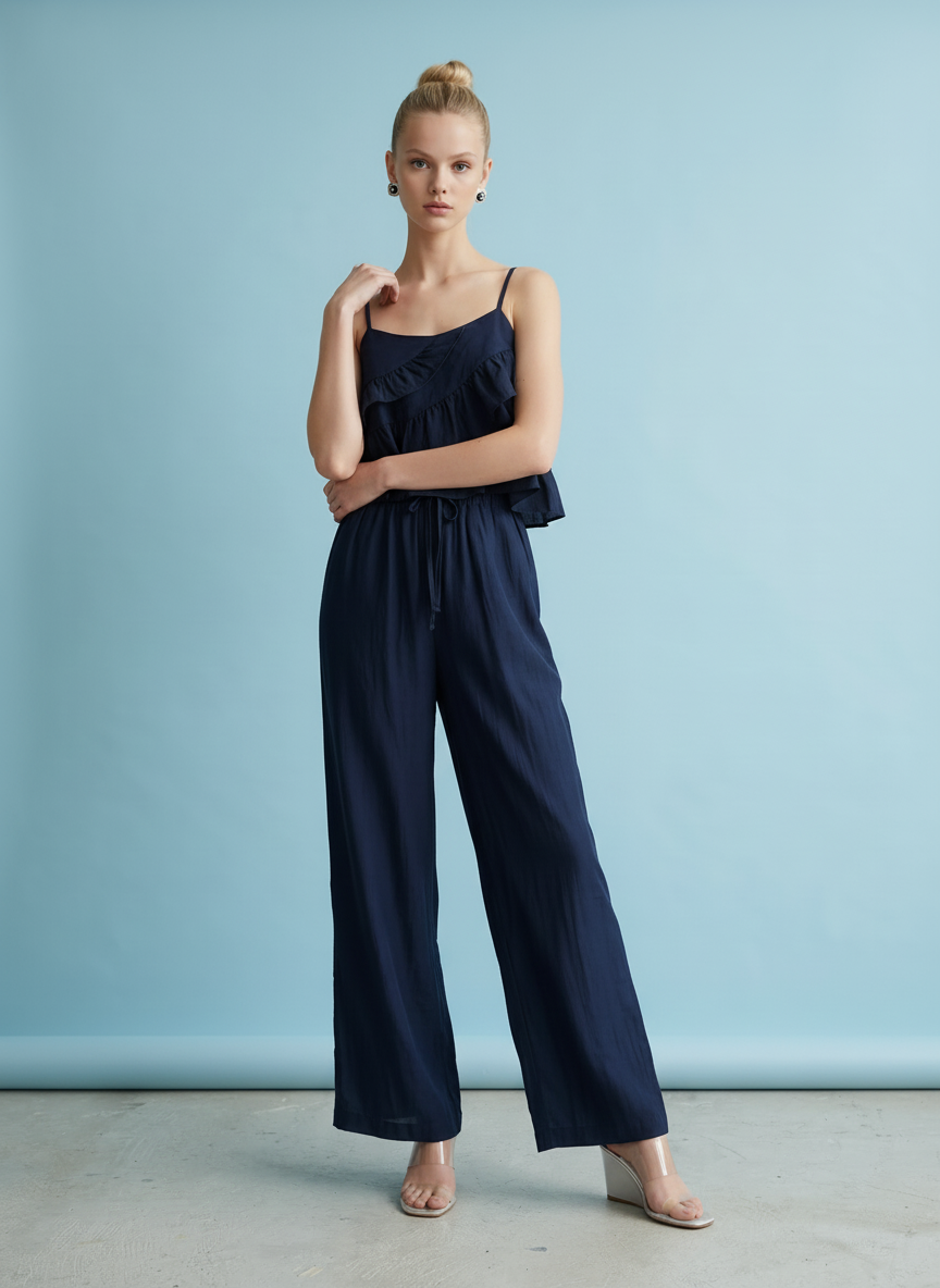 Tiered Ruffle Cami Top & Wide Leg Pants Set