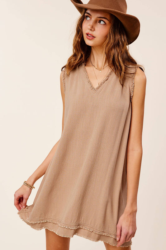 Frayed Hem Mini Dress