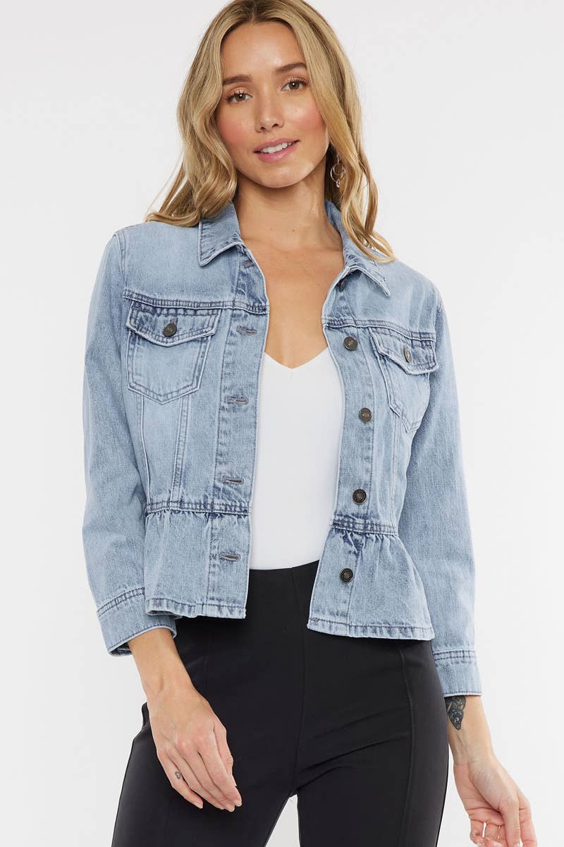 Classic fit peplum denim jacket