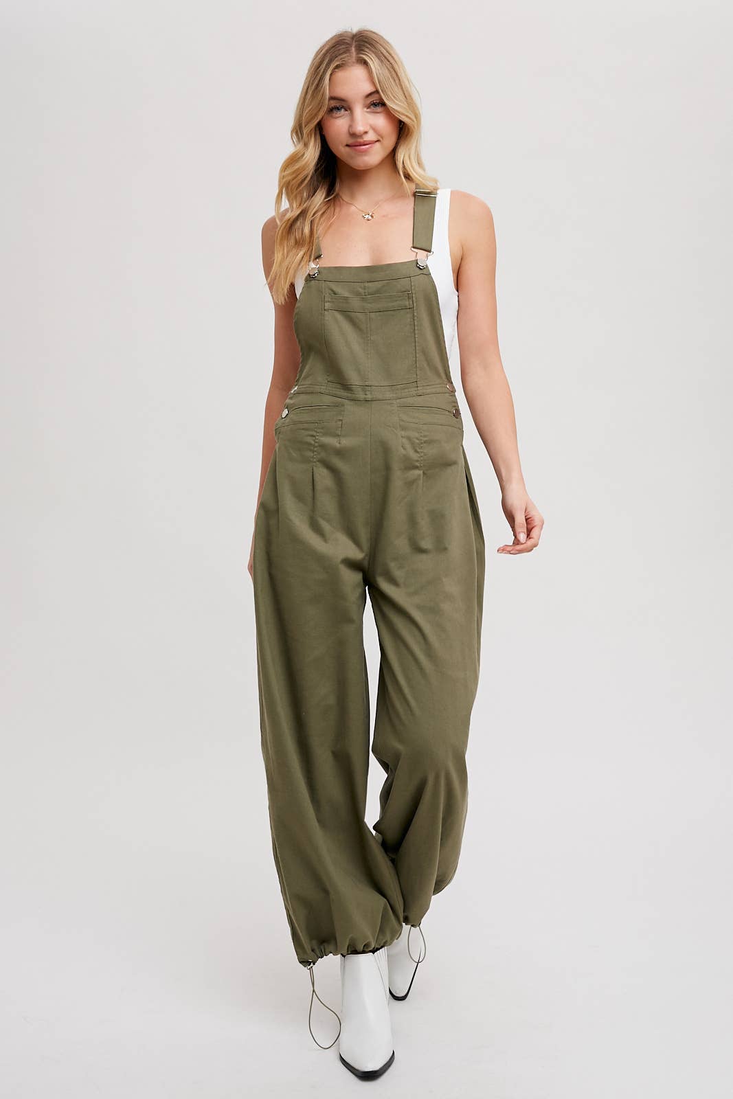 Drawstring Cargo Overalls