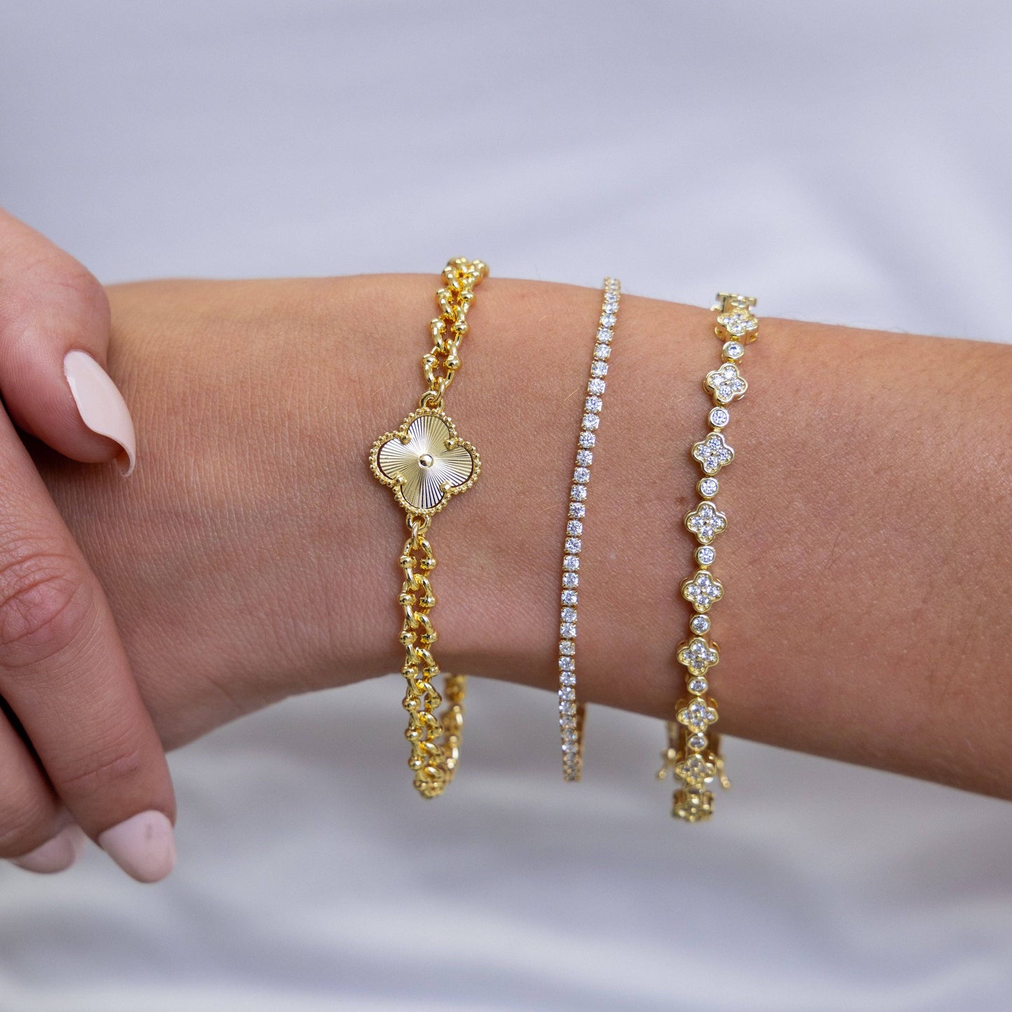 Annie Dainty Tennis Bracelet: Gold