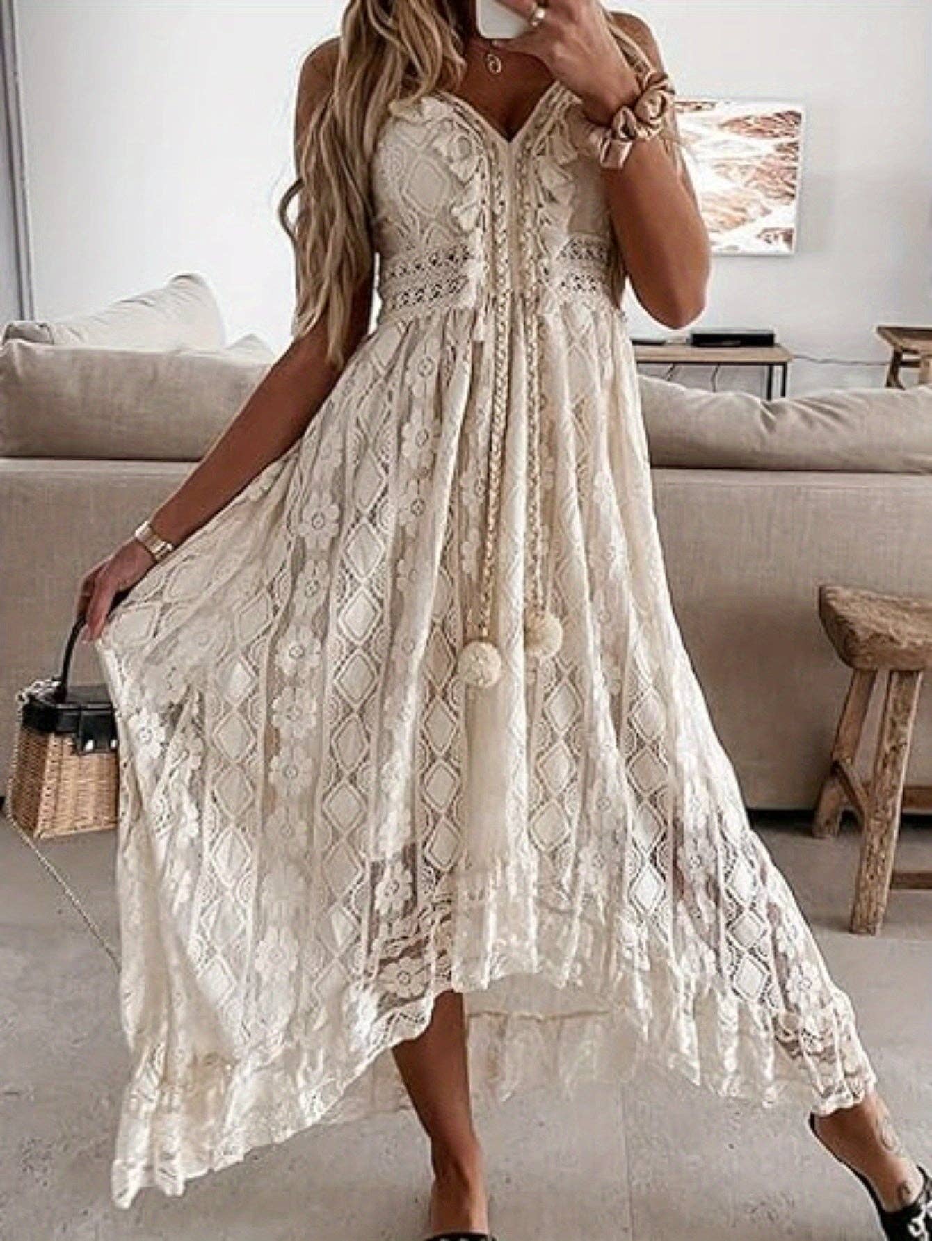 Boho lace  maxi dress