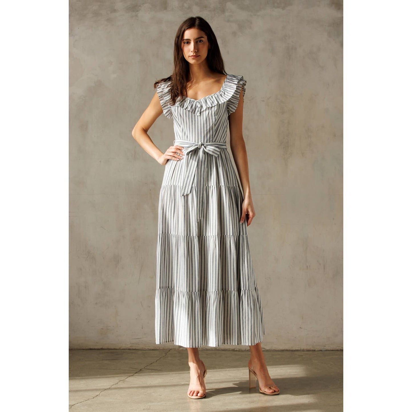 Blue and White Striped Dress