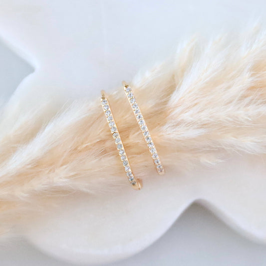 CZ Bar Oval Hoop Earrings