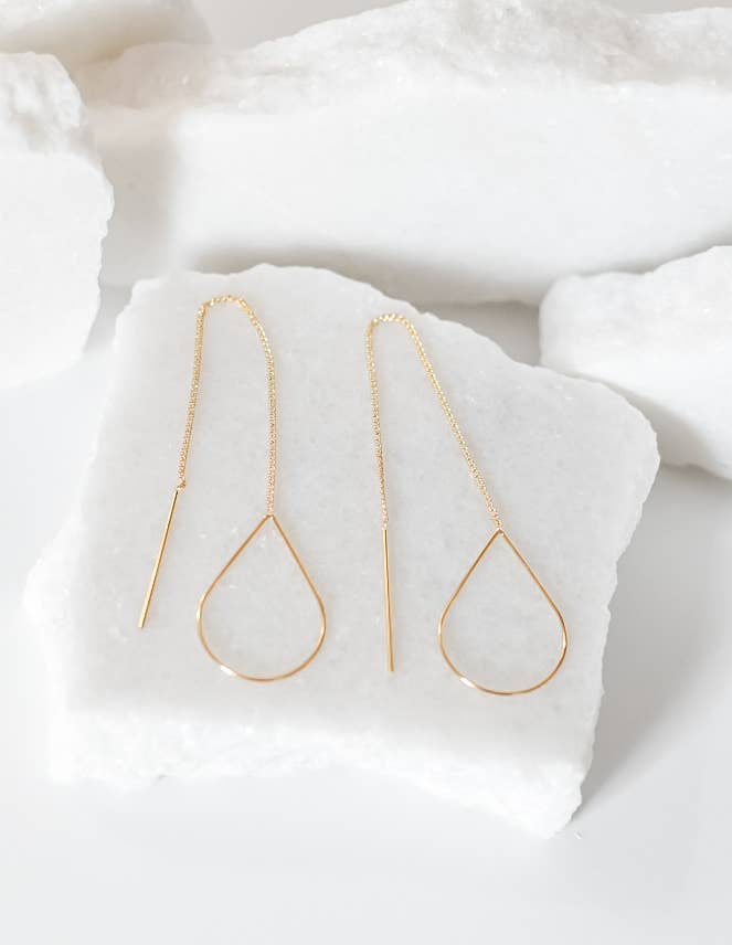 Alice threader teardrop chain earrings |18k gold plated
