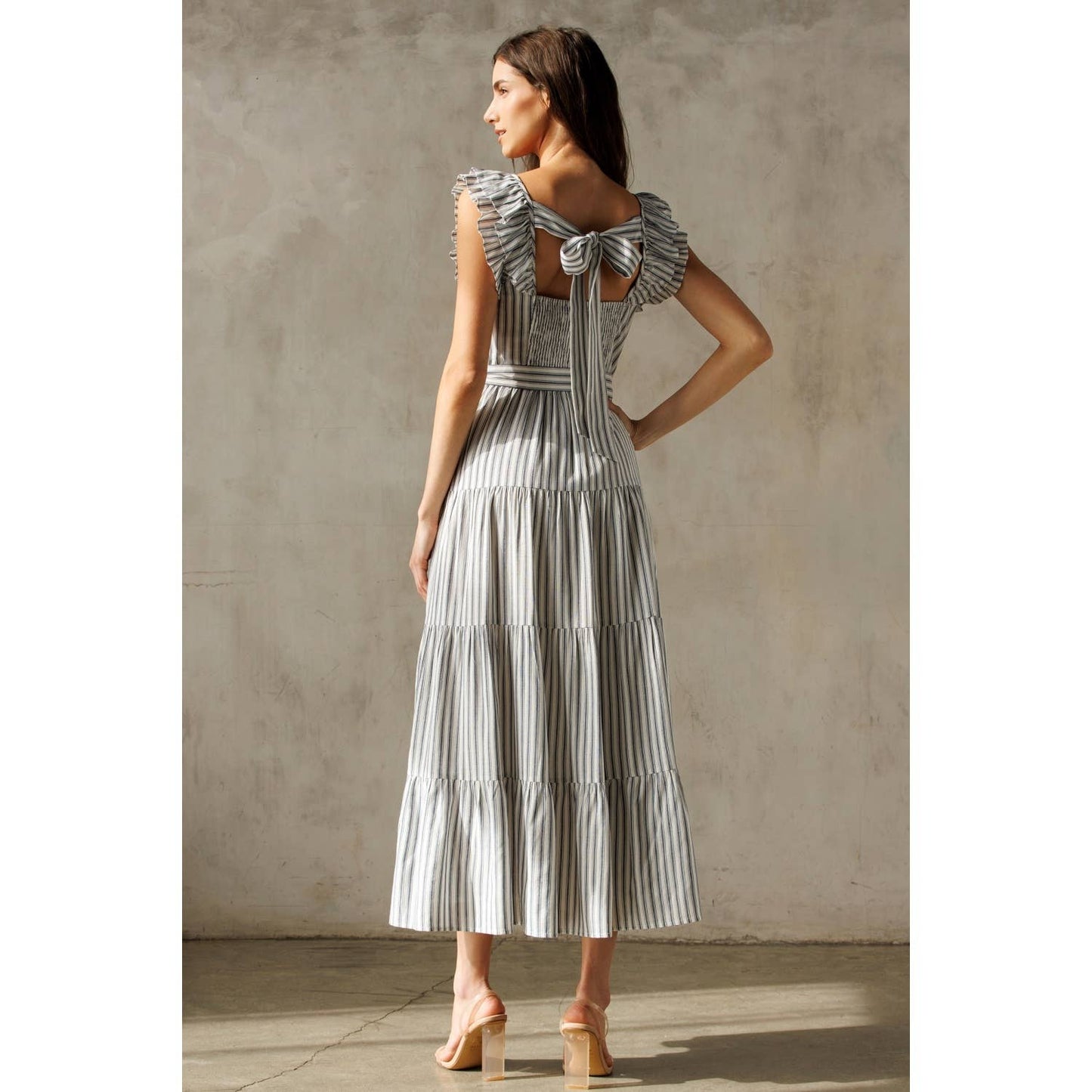 Blue and White Striped Dress