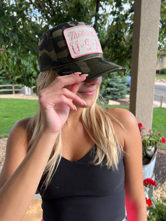 Made in the USA Patch Camo Trucker Hat