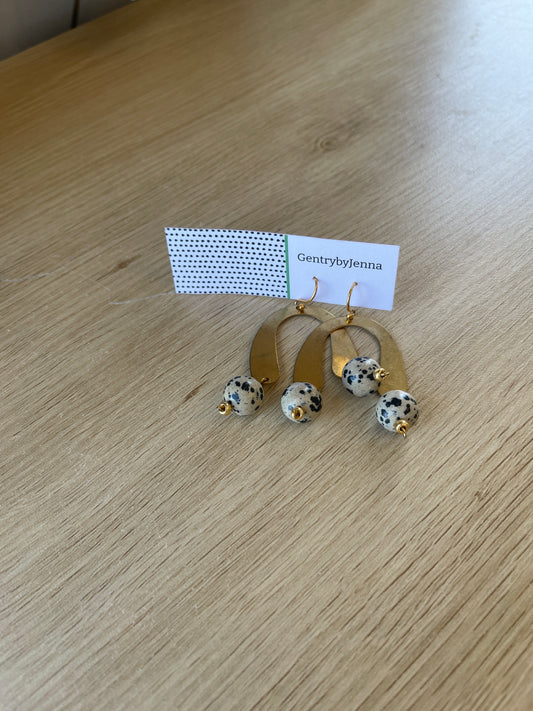 Speckled Bead and Brass earring