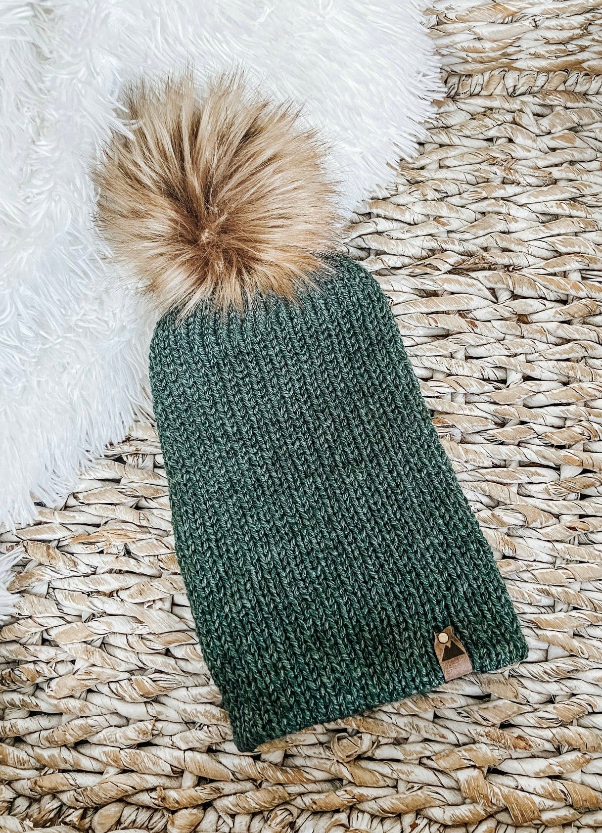 Knit Beanie Toque with Fur Pom Pom