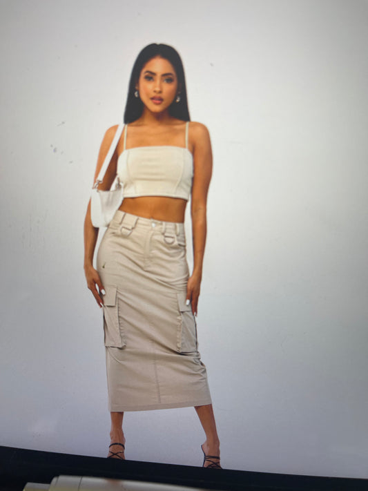 Khaki Cargo Skirt