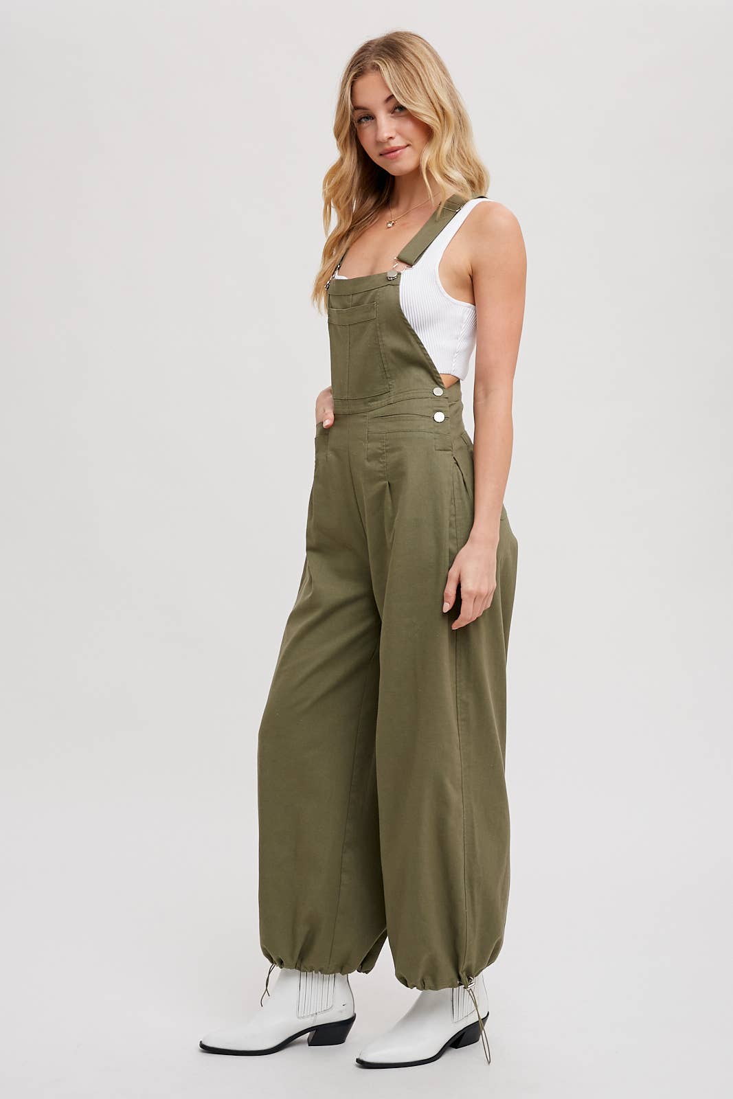 Drawstring Cargo Overalls