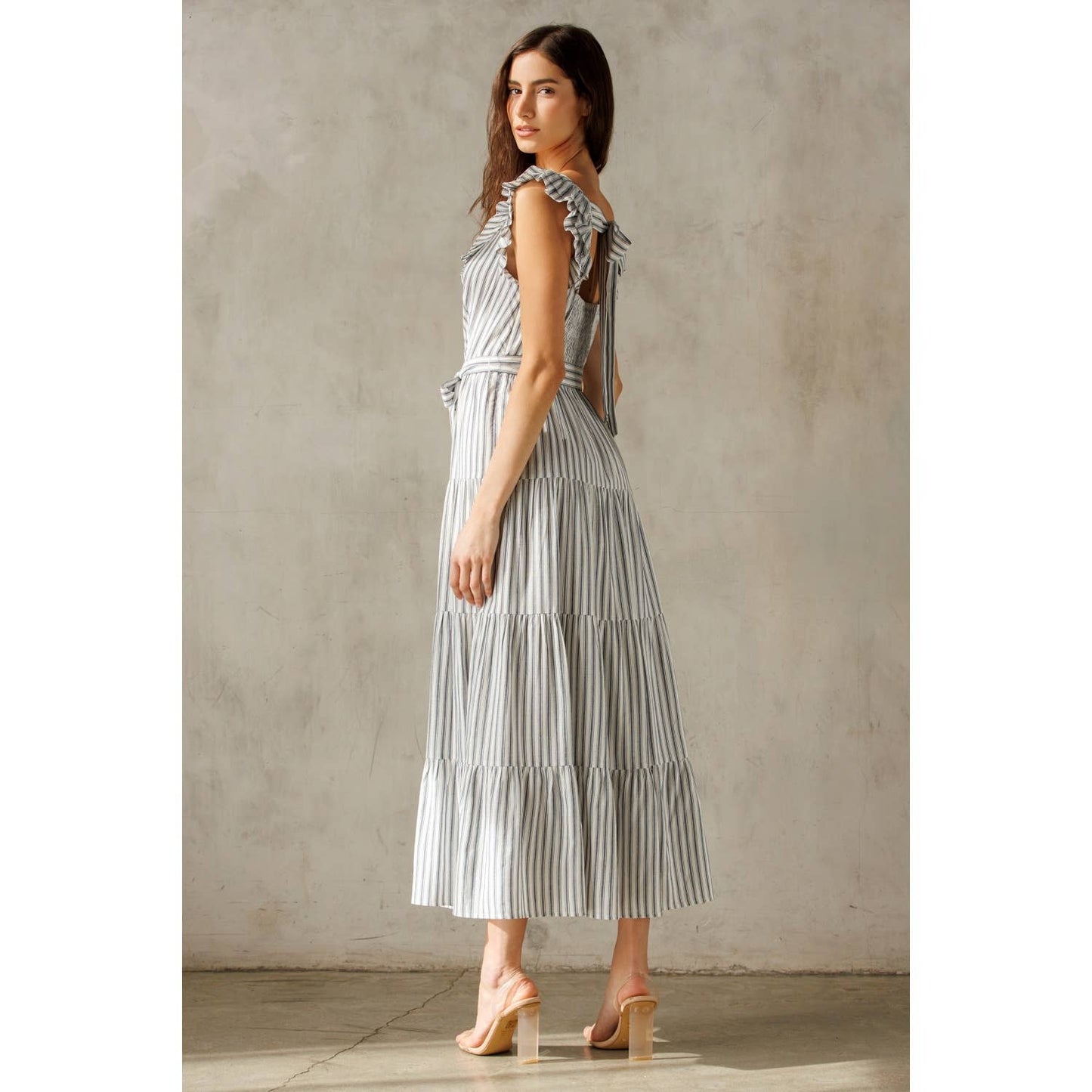 Blue and White Striped Dress