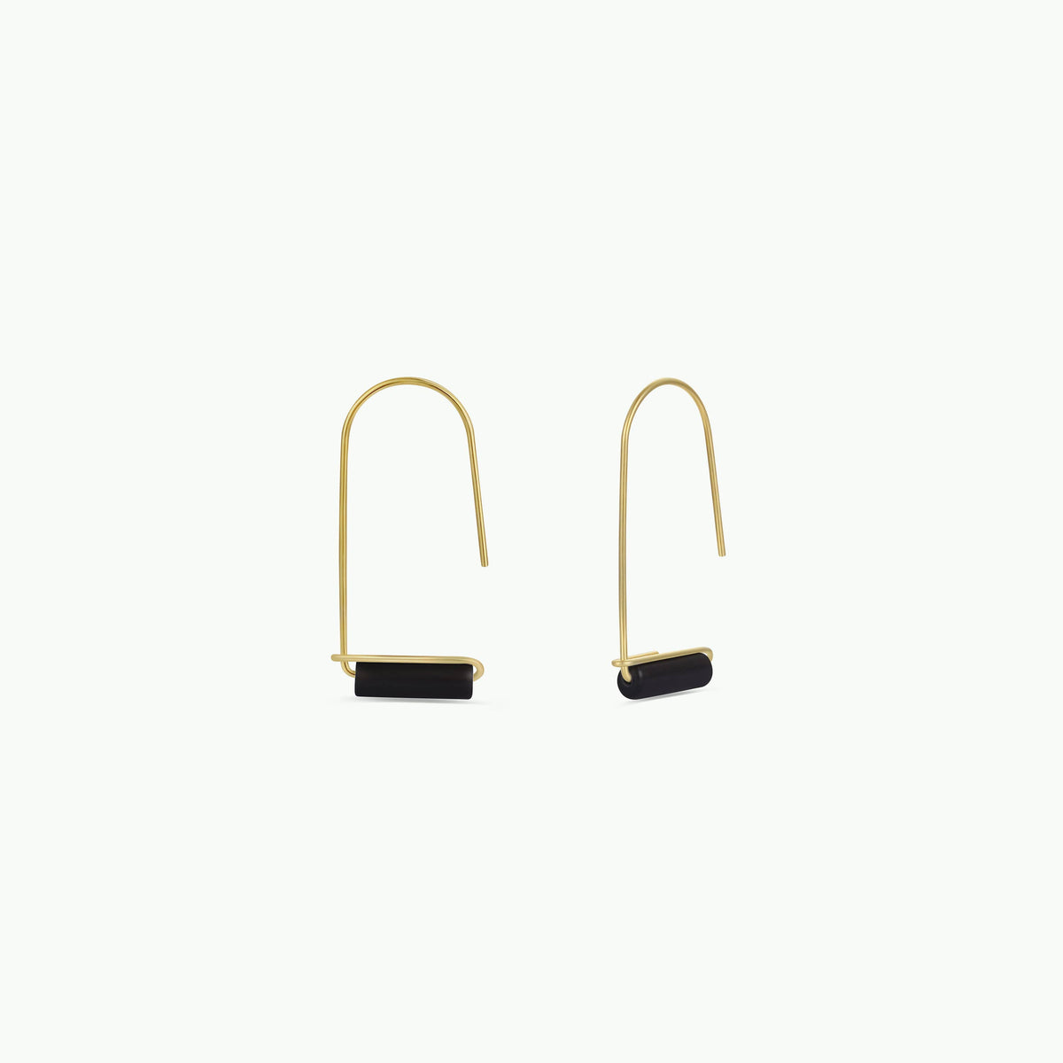 Black Onyx Drop Gold Earring