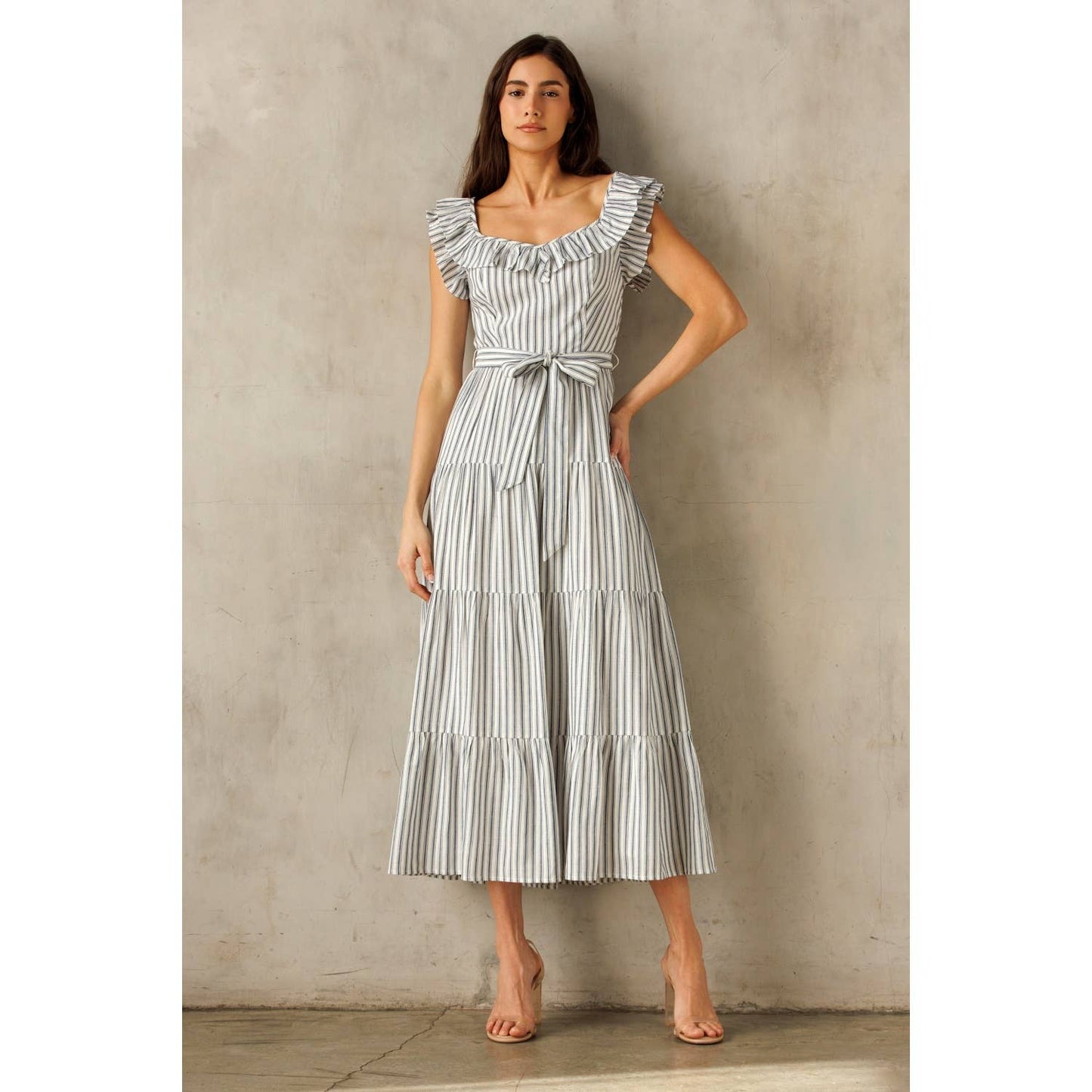 Blue and White Striped Dress