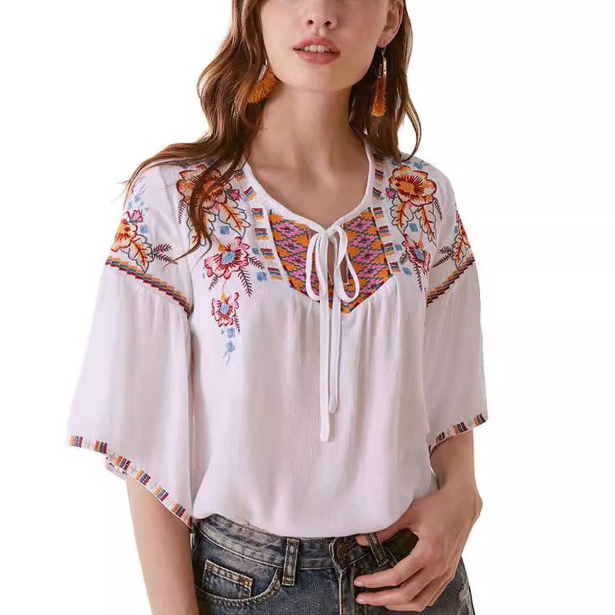 Floral Embroidery Blouse